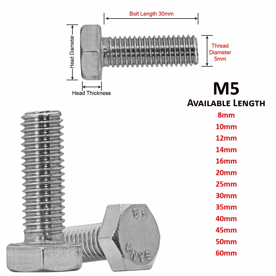 Bolt Nut and Screw Manufacturer Fully Threaded DIN933 Hexagon Head Inox Stainless Hex Tap Cap 10mm Bolts and Nuts ISO4014 Handan Fasteners High Quality 8.8 10.9